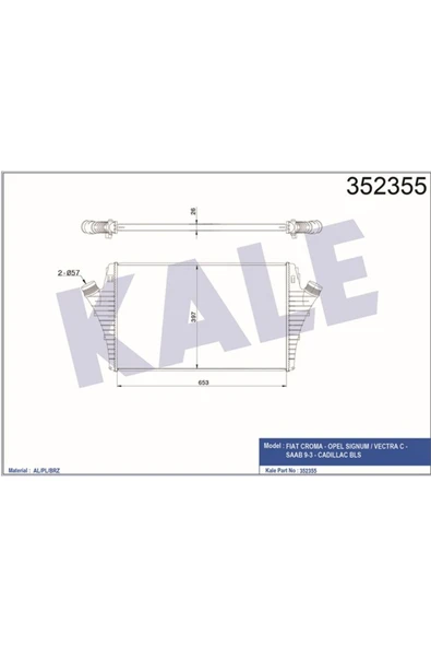 Kale 352355 İntercooler Croma-opel Sıgnum-vectra C-saab 9-3 1.9jtd 02klr- 51770417 13205149 12765753 63 ürün görseli 1