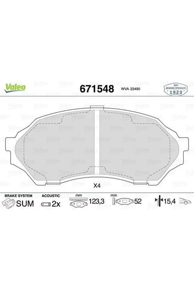 Valeo 671548 Ön Balata Mazda 323 F-s Vı 01-04 - ürün görseli 1