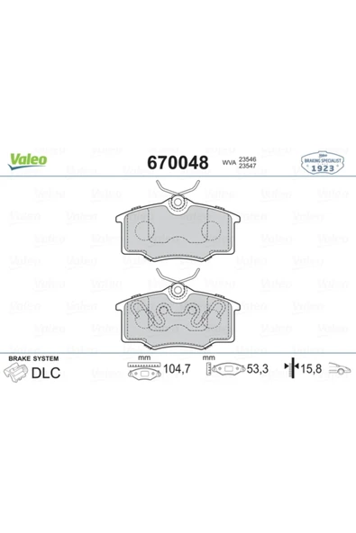 Valeo 670048 Ön Balata Corsa D Küçük Tip 1.0-1.2-1.3 Cdtı-1.4 07/06 10 Doblo 03 Panda 04 - ürün görseli 1