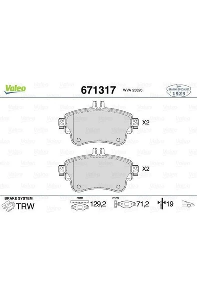 Valeo 671317 Ön Balata Mercedes A Serisi A160cdi A180 A180cdi 12 A160cdi A180 A180cdi 11 - ürün görseli 1