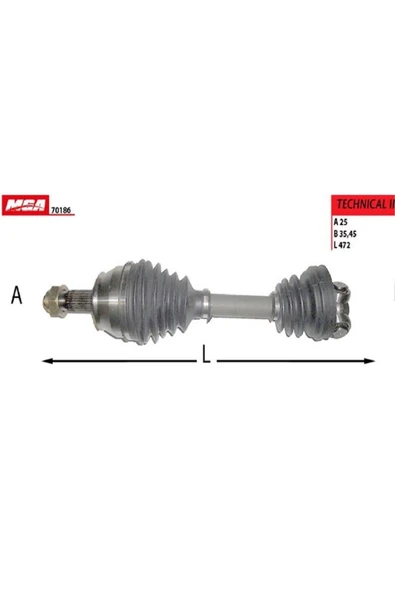 Aks Sol Kısa 47.2 Cm Fıat Fıorıno 1.3mjtd Abs.sız 07- 70186 Oem ürün görseli 1