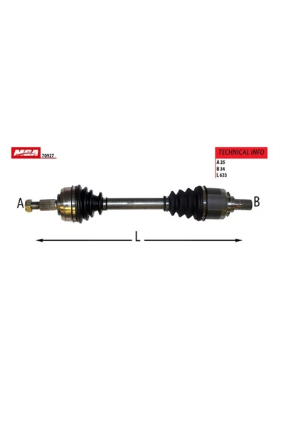Aks Sol ( Renault : Fluence 1.5dcı 6 Vıtes 09- Otomatık Şanzıman)-70927 391016076r 8200966862 ürün görseli 1