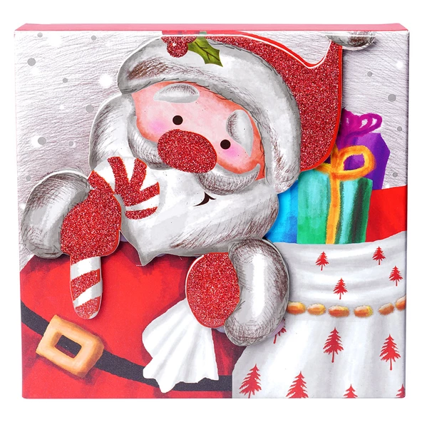 Yılbaşı Noel Baba Motifli Hediye Kutusu 19x9 cm ürün görseli 1