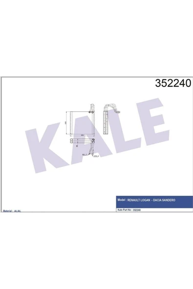 Kale 352240 Evaporatör Sandero Logan 271205391r / 271202671r ürün görseli 1