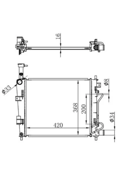 Ori BKI115016 Brazıng Su Radyatörü Kıa Pıcanto 1.0ı/1.2ı 11+(420x368x16) At Aluminyum ürün görseli 1