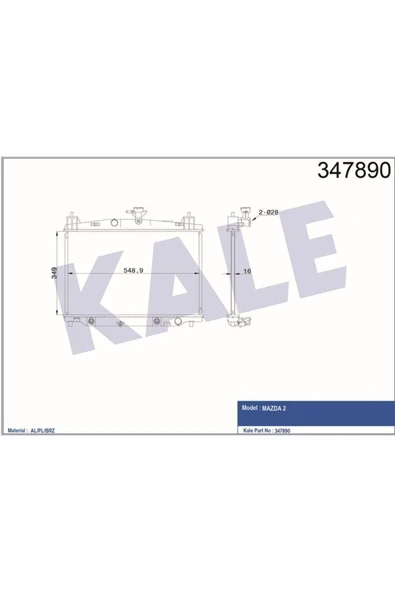 Kale 347890 Radyatör 2 De. Dh 1.5 07 15 At Al/brz 349×548.9×16klr- Zy8415200a Zy8415200a ürün görseli 1