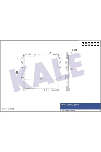 Kale 352600 Motor Radyatoru Hılux Iıı 525x650x30 ürün görseli 1