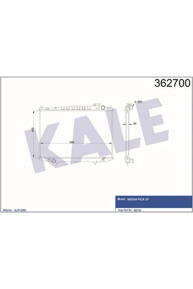Kale 362700 Radyatör Nıssan Pıck Up D22 Al/pl/brz 688×450×22klr- 21410-2s710 21410-2s710 ürün görseli 1