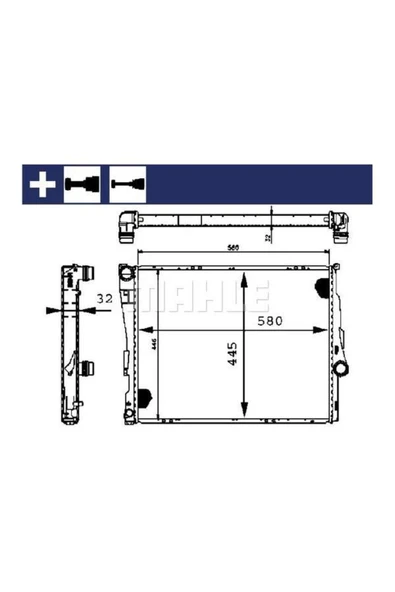 Mahle CR455000S Su Radyatörü (580x444x32) E46 M43 B16 (164e3) (eno:8mk376716244) - ürün görseli 1