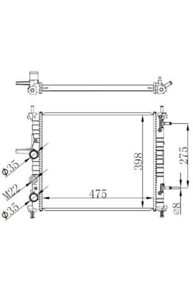 Ori BFI004022 Brazing Su Radyatörü Fıat Bravo/brava/marea 1.2ı/1.4ı/1.6ı 96- (otomatik Şanz.) (475x395x22) ürün görseli 1
