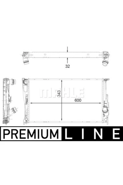 Mahle CR1923000P Su Radyatörü (600x343x32) E82 E88 E90 E91 N54 B30 A (eno:8mk376792261) - ürün görseli 1