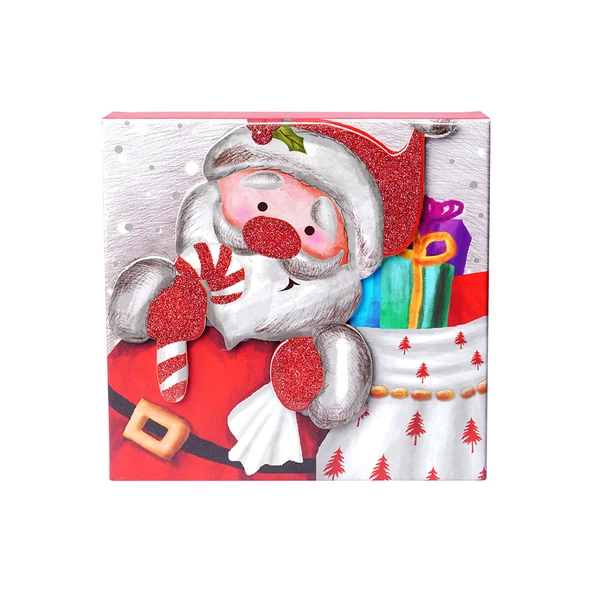 Yılbaşı Noel Baba Motifli Hediye Kutusu 15x7 cm ürün görseli 1