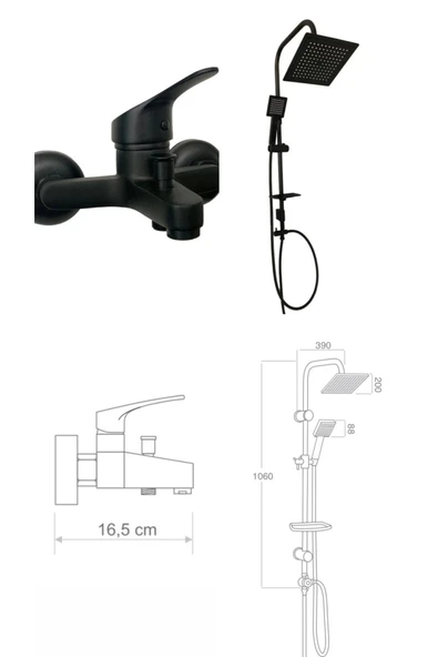 armour armatür Siyah Banyo Batarya Seti ürün görseli 1