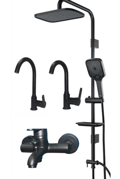 armour armatür Lüks Siyah Banyo Batarya Seti Armour Armatür ürün görseli 1