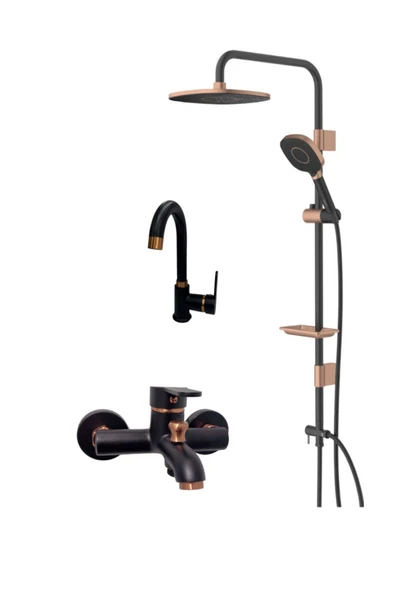 armour armatür Siyah rose banyo bataryası seti ürün görseli 1