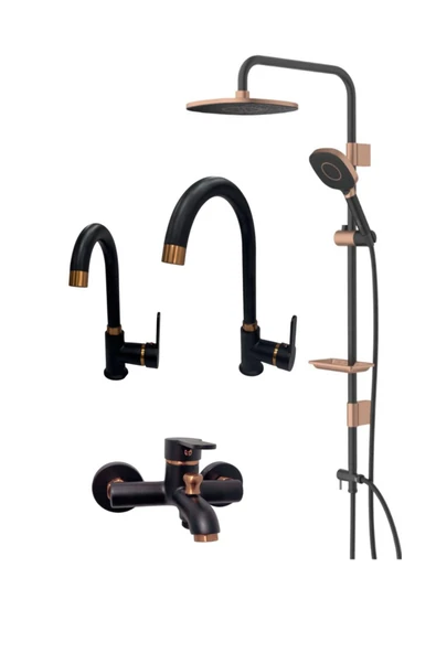 armour armatür Siyah rose banyo batarya seti ürün görseli 1