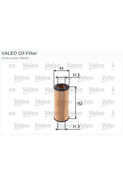 Valeo 586545 Yağ Filtresi Bmw X5 3.0 D, 5 530 D ürün görseli 1
