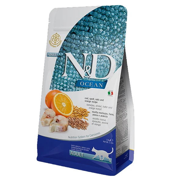 N&D Ocean Portakallı Morina Balıklı Yetişkin Kedi Maması 10 Kg ürün görseli 1