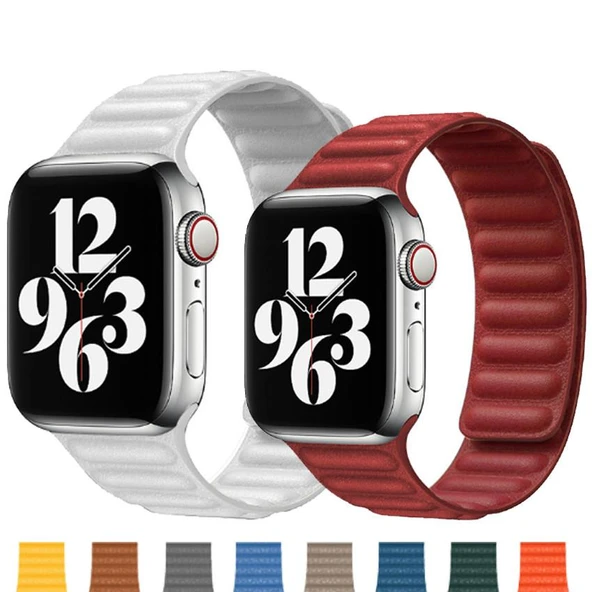 Apple Watch 5 6 7 8 9 Ultra 42 44 45mm Uyumlu Leather Link Kordon ürün görseli 1