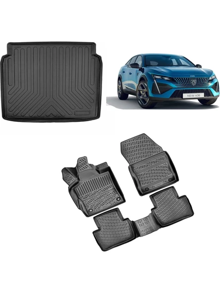 Rizline Peugeot 408 2023+ 3D Havuzlu Paspas ve Bagaj Havuzu ürün görseli 1