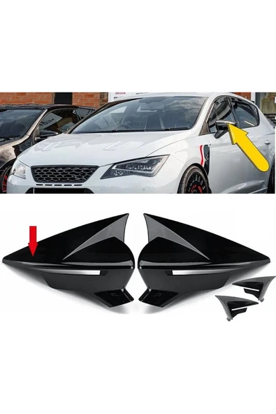 seat leon 2012-2019 mk3 parlak siyah batman ayna kapagı ürün görseli 1