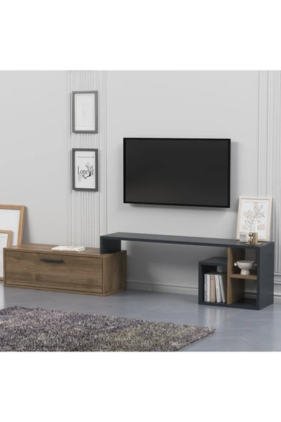 Lagomood KARAMEL TV Ünitesi Antrasit Ceviz - Resim 3