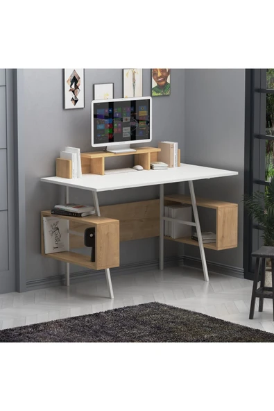 Lagomood I?rony Plus Çalışma Masası Beyaz Meşe ürün görseli 1