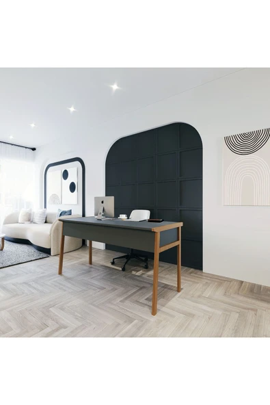 Lagomood Zenith Çalışma Masası 150cm Antrasit Ceviz ürün görseli 1