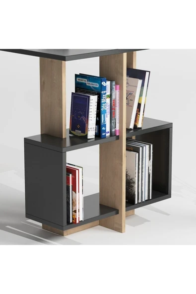 Lagomood Side Çalışma Masası Antrasit  Meşe - Resim 4