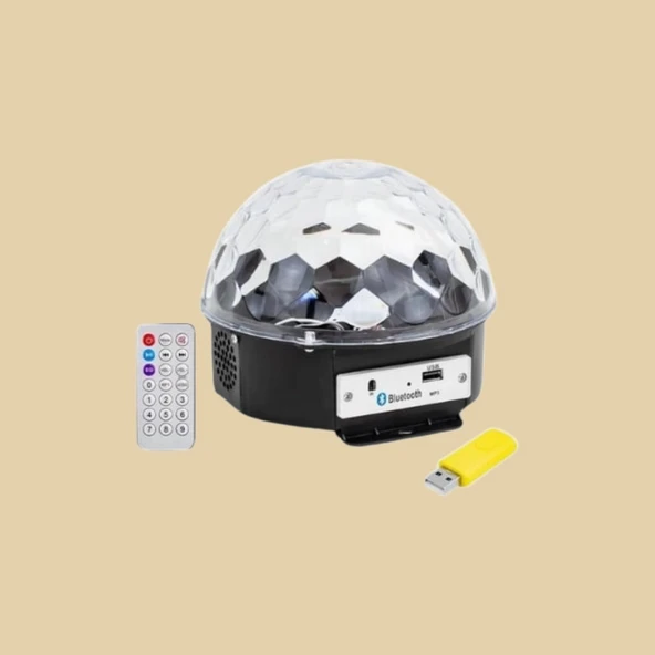 LEDX 360° Bluetooth Disko Hoparlör Renkli Işık + Müzik Efekti GM-0803B ürün görseli 1
