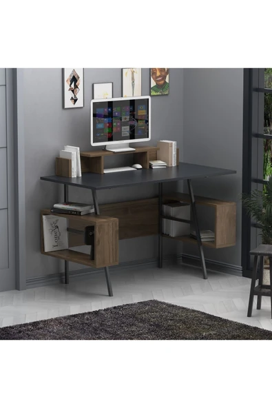 Lagomood I?rony Plus Çalışma Masası Antrasit Ceviz ürün görseli 1
