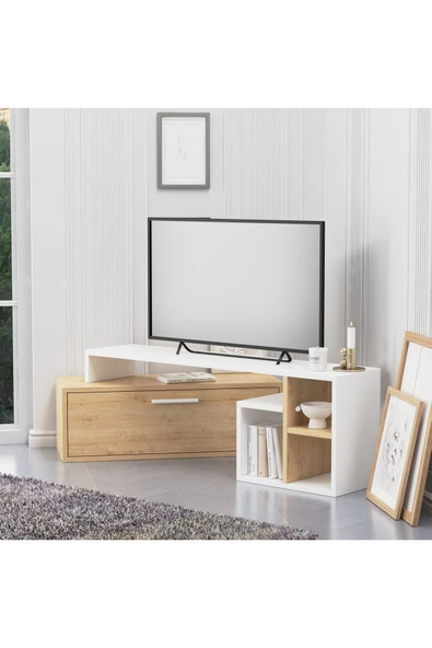 Lagomood KARAMEL TV Ünitesi Beyaz Meşe ürün görseli 1