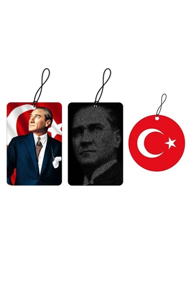 Techmaster Araç Asma Koku Atatürk Figür İmza Tasarım Set 3 ürün görseli 1