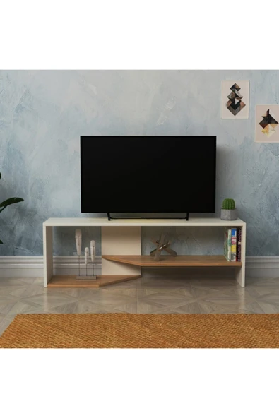 Lagomood Vega Tv Ünitesi Tv Sehpası Beyaz Meşe ürün görseli 1