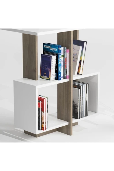 Lagomood Side Çalışma Masası Beyaz  Ceviz - Resim 4
