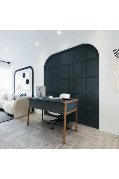 Lagomood Zenith Çalışma Masası Kitaplık Takım 120cm Antrasit Ceviz ürün görseli 1