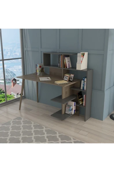 Lagomood Uzay Çalışma Masası Ceviz  Antrasit - Resim 2