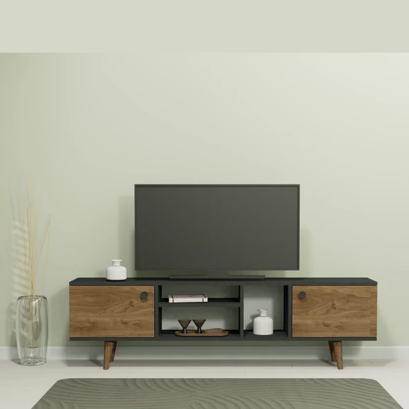 Lagomood EWO Tv Standı Antrasit Ceviz - Resim 4
