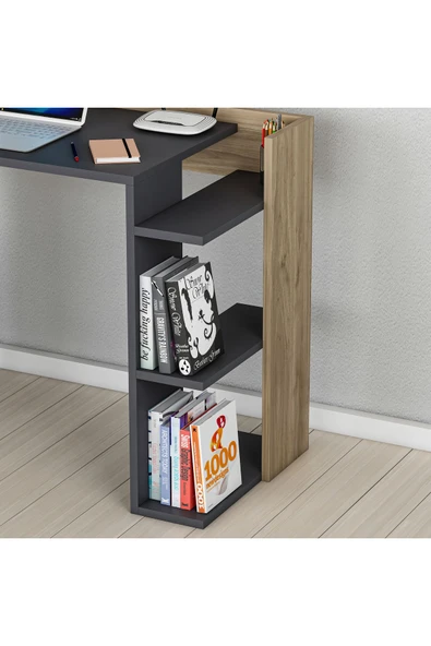 Lagomood RUBY Çalışma Masası Antrasit Ceviz - Resim 5