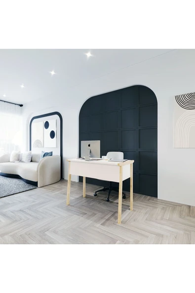 Lagomood Zenith Çalışma Masası 90cm Beyaz Meşe ürün görseli 1