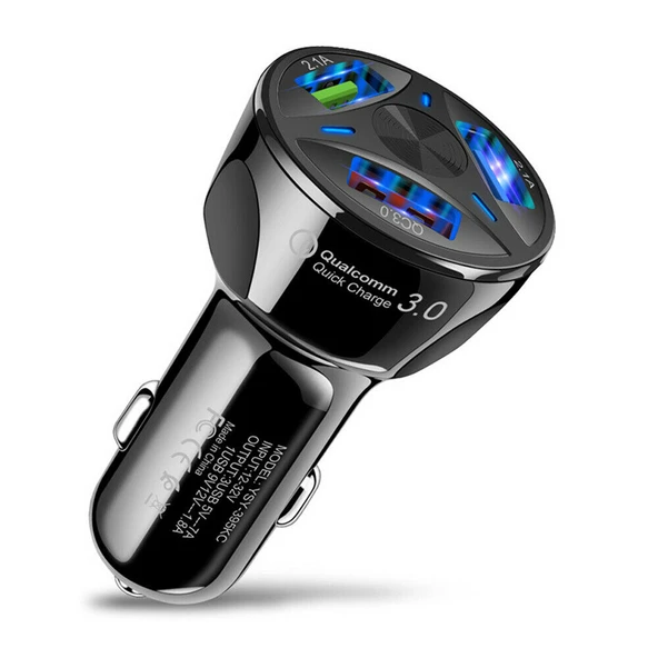 3 Usb Qualcomm Quick QC 3.0 7A Hızlı Araç Şarj Aleti Cihazı ürün görseli 1