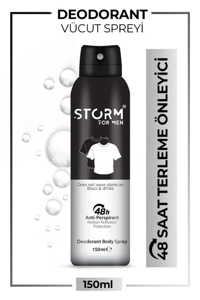 Storm Erkek Deodorant Sprey Terleme Karşıtı Black & White 150 ml ürün görseli 1