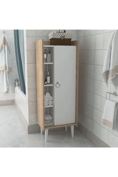 Lagomood Ruby Çok Amaçlı Dolap Banyo  Mutfak Beyaz Meşe ürün görseli 1