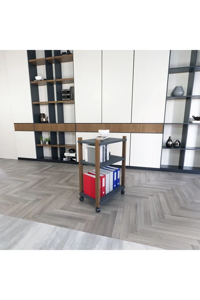 Lagomood Zenith Kitaplık Antrasit Ceviz ürün görseli 1