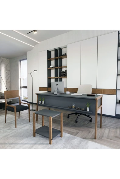 Lagomood Zenith Ofis Masa Takımı Antrasit Ceviz ürün görseli 1