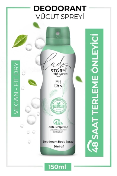 Storm Kadın Deodorant Sprey Terleme Karşıtı Vegan Fit Dry 150 ml ürün görseli 1