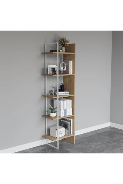 Lagomood Poly Kitaplık Beyaz Meşe ürün görseli 1