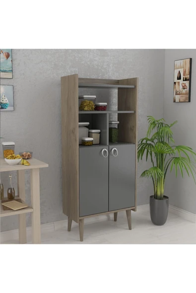 Lagomood Kiler Çok Amaçlı Dolap Banyo  Mutfak Antrasit & Ceviz ürün görseli 1