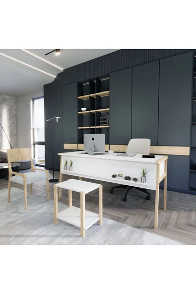Lagomood Zenith Ofis Masa Takımı Beyaz Meşe ürün görseli 1