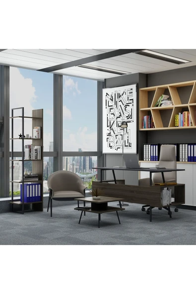 Lagomood İrony Poly Ofis Takımı Antrasit Ceviz ürün görseli 1
